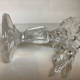 Pineapple candlestick with six glass moulded pendants.