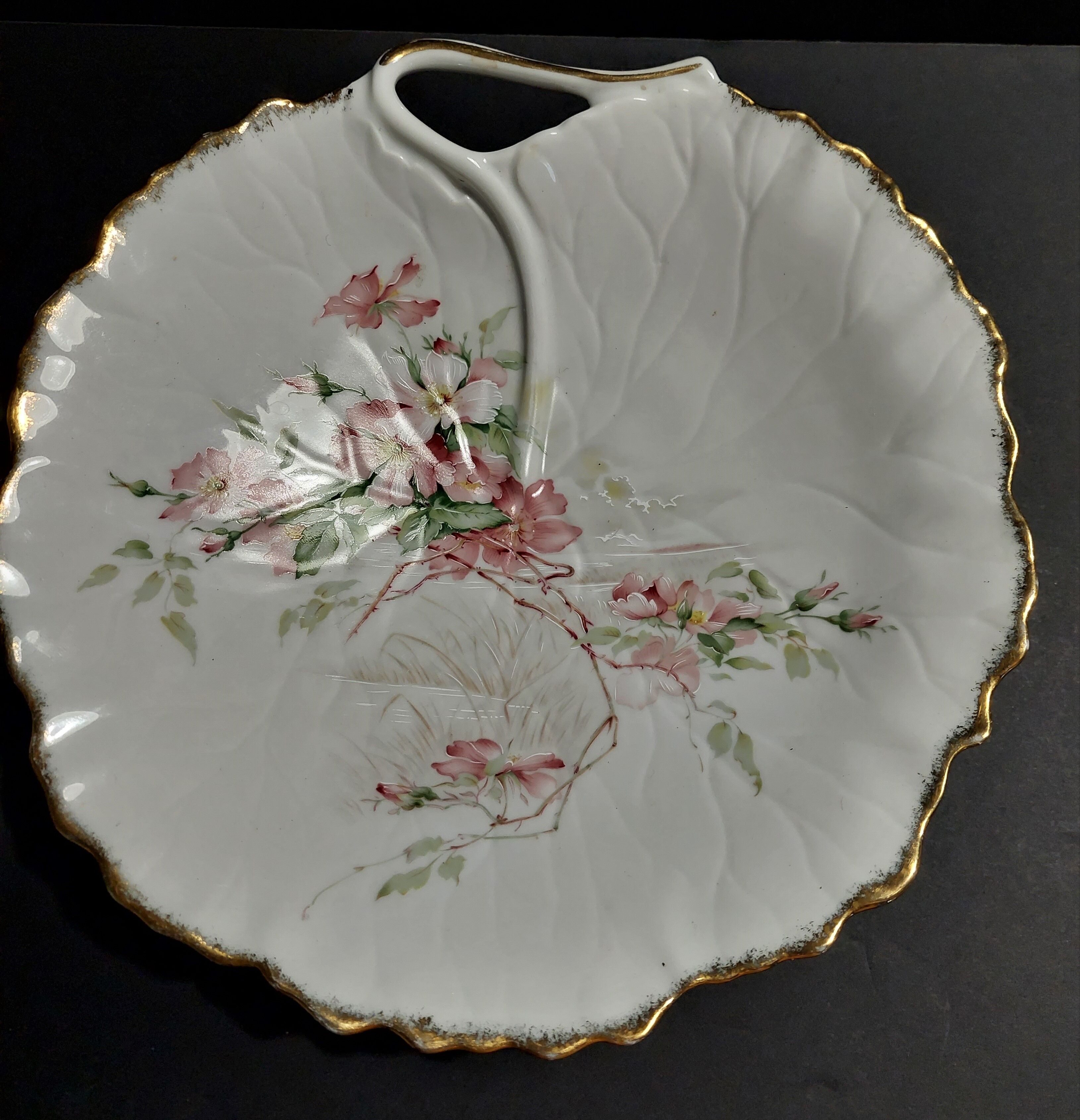 Hollow dish limoges porcelain france flowers xxth