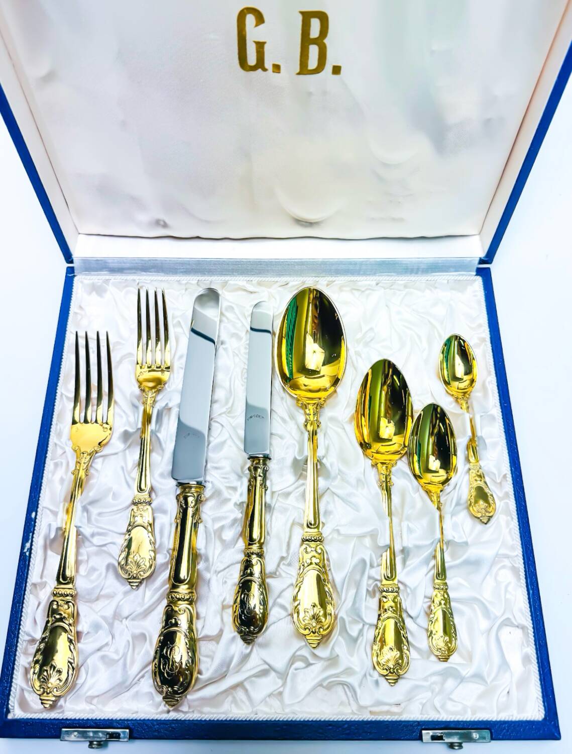 Prestige case for Odiot cutlery, solid silver and gold