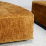 Pair of “tawny” velvet seats. Foam, wood, velvet. Circa 1970