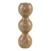 Turned wooden candlestick organic form 1970s European craftsmanship