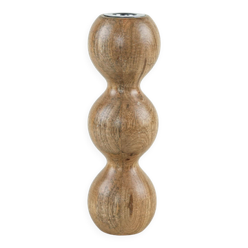 Turned wooden candlestick organic form 1970s European craftsmanship