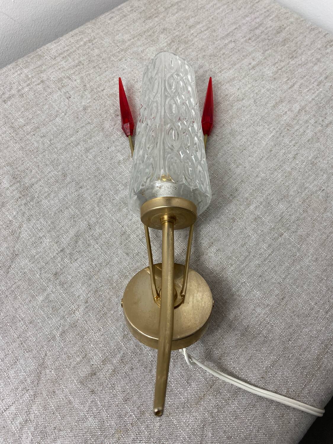 Brass and glass wall light, 1960