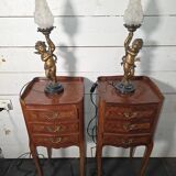 Pair of putti angel lamps from the 19th century.