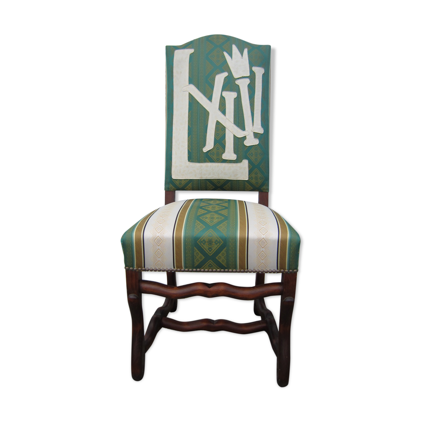 Office chair Louis XIII striped sheep bone