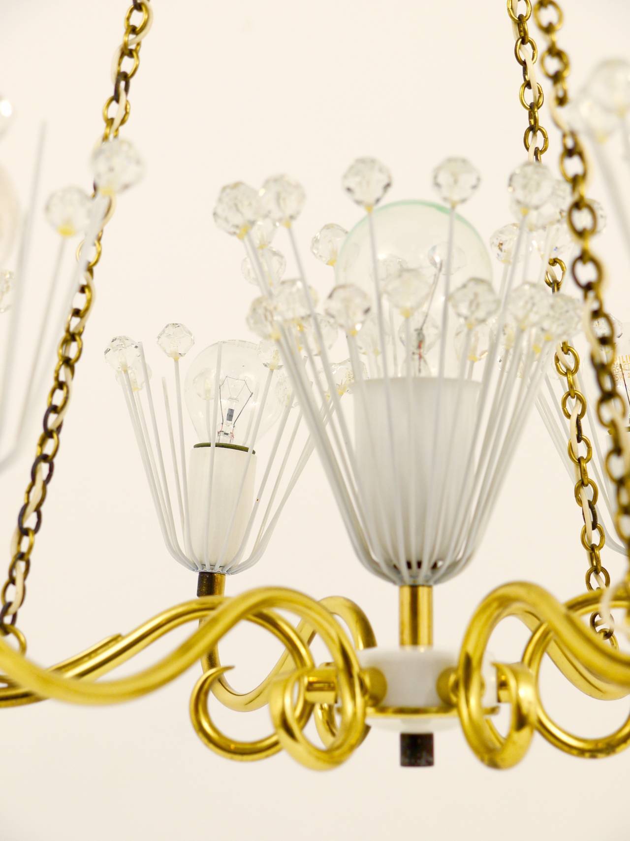 Emil Stejnar brass chandelier from the mid-century, Rupert Nikoll Vienna, Austria, 1950s.
