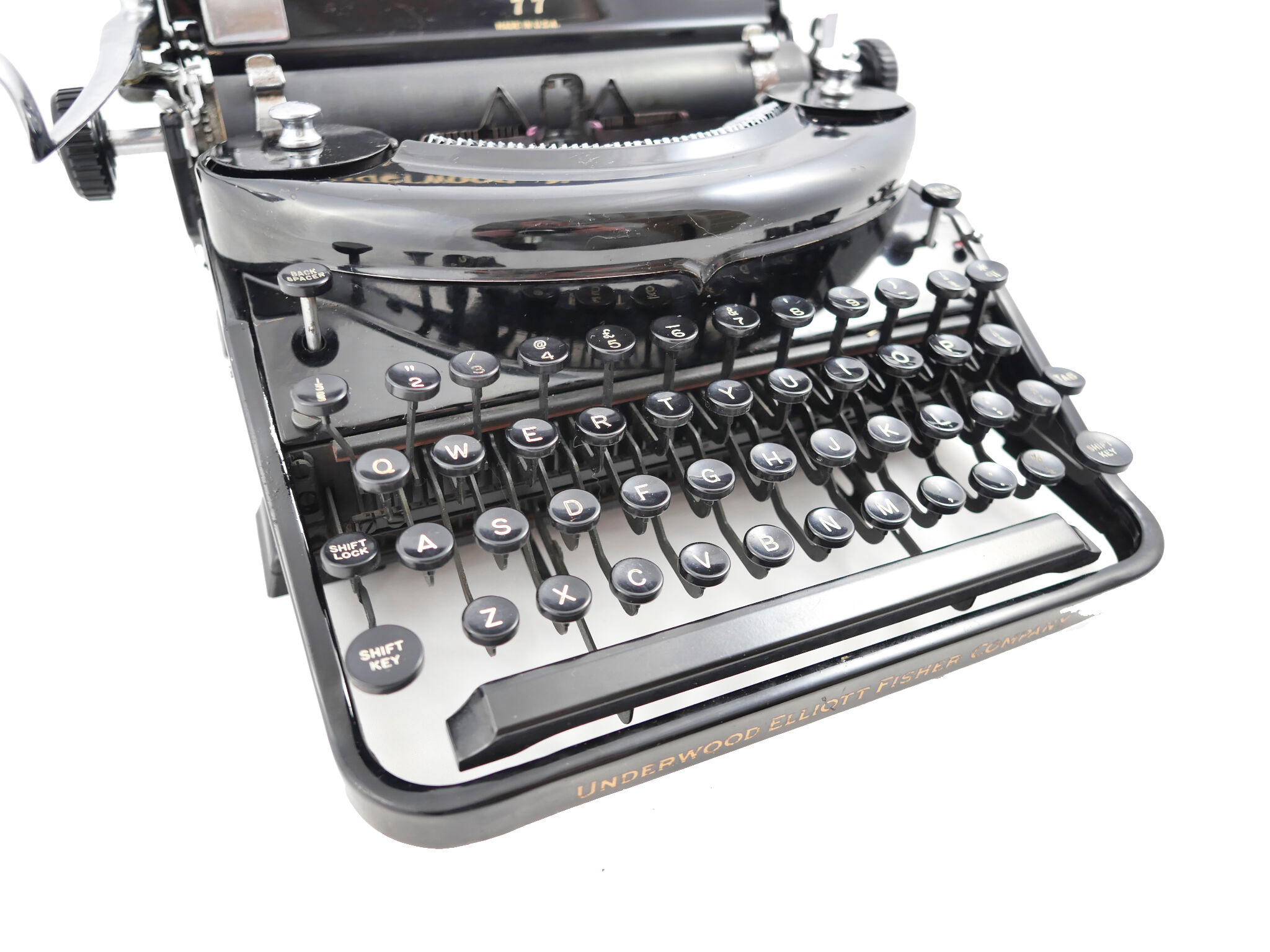 Machine à écrire Underwood Noiseless 77 portable noire de 1938 révisée ruban neuf