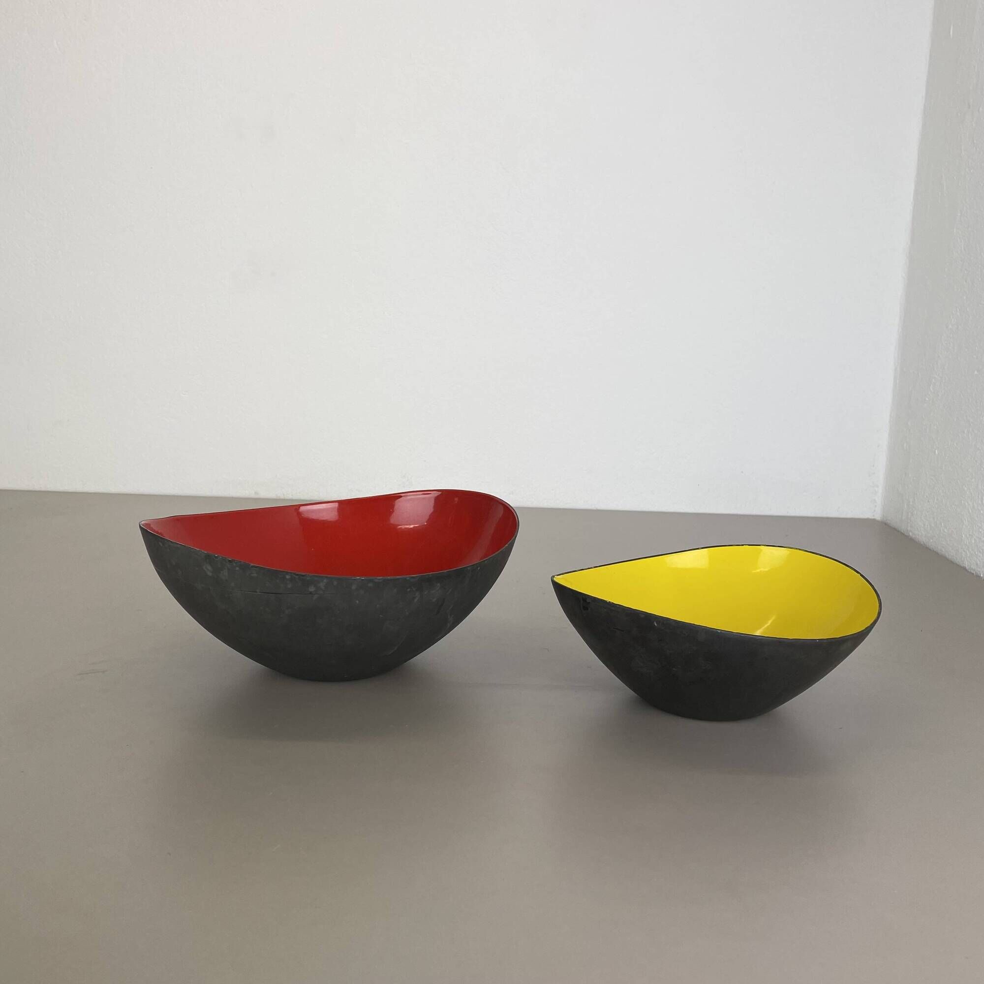 Set of 2 Krenit metal bowls by Herbert Krenchel for Ørskov, Torben, Denmark 1950