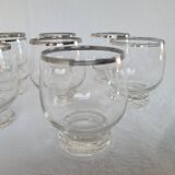 10 antique glasses with silver trim – French glassware, around 1950