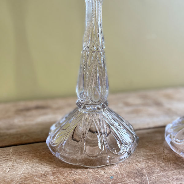 Pair of molded glass candle holders
