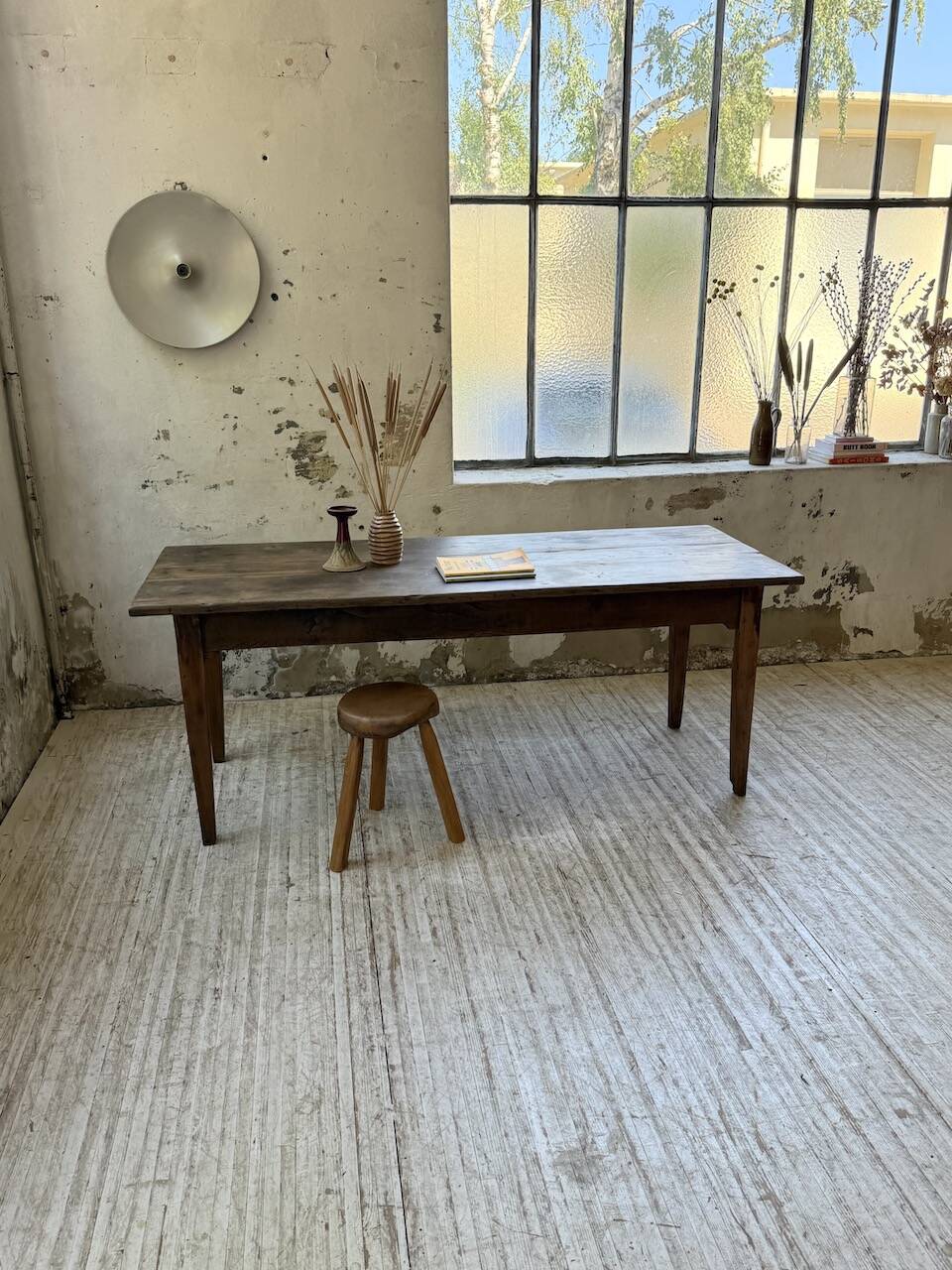 1950s oak farmhouse table with spindle legs