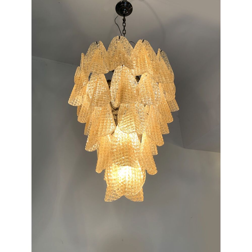 Gold “rondini” murano glass cascade chandelier