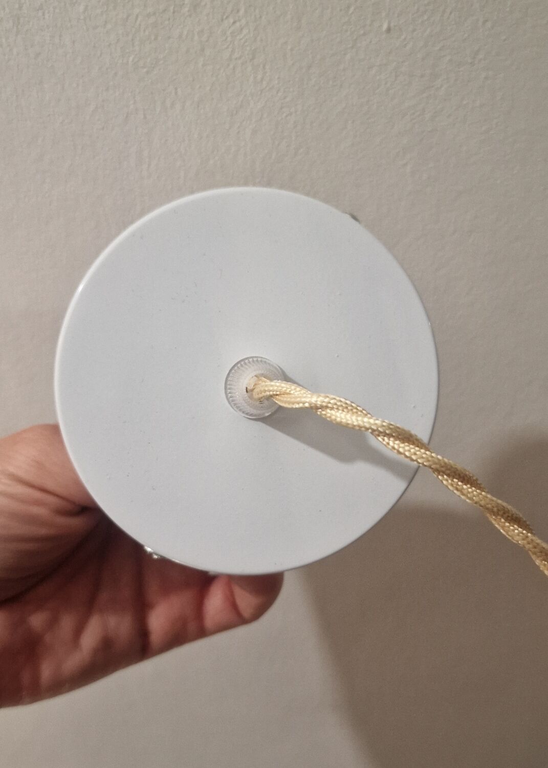 White opaline pendant lamp with gold décor