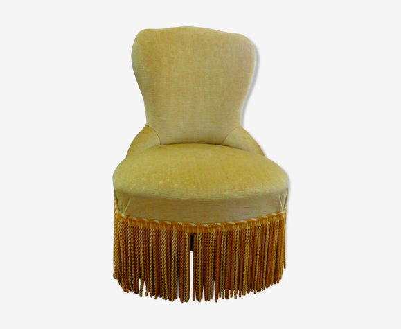 Fauteuil crapaud en velours moutarde