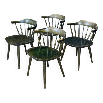 Set of 4 Scandinavian Smaland chairs by Yngve Ekstrom for Stolab Sweden 1960s
