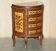 Vintage 1940s demi-lune buffet in burr walnut and satin wood.
