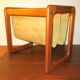 Magazinr rack in teak and suede leather by Aksel Kjersgaard, 1960s