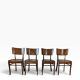 Ensemble de 4 chaises art déco vintage en bois