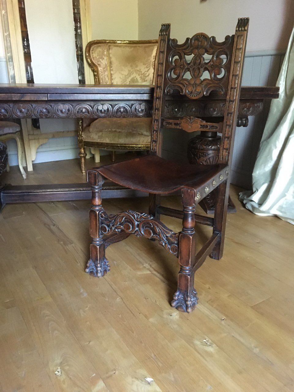 Dining room table with its Spanish Renaissance chairs