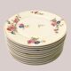 Set of 12 flat plates flowered porcelain