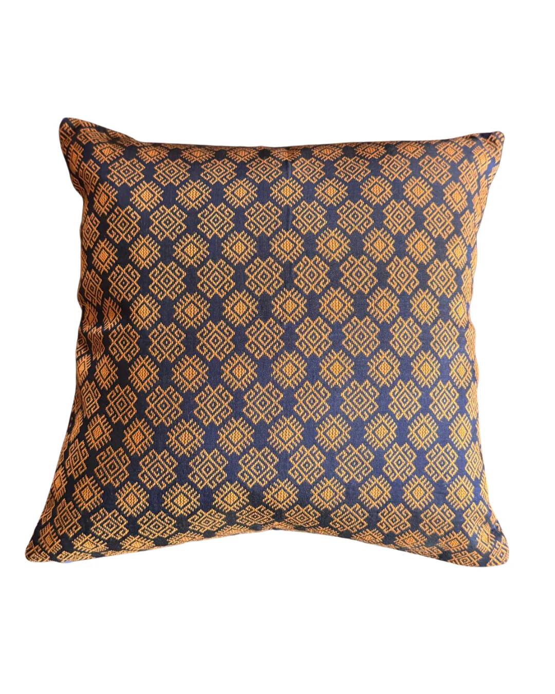 Navy blue and orange Kachin cushion cover (RIDA)