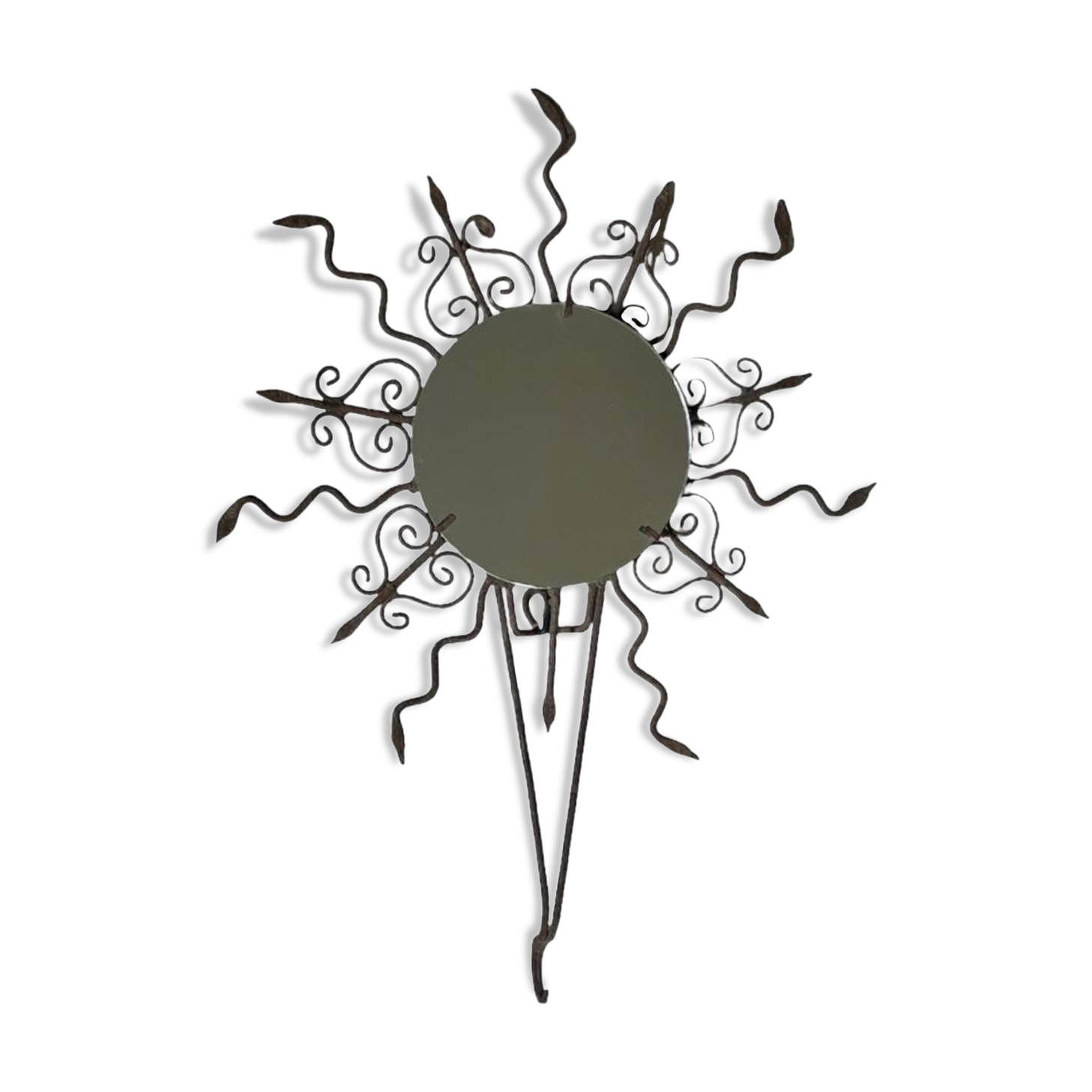 Luminous wrought iron sun mirror