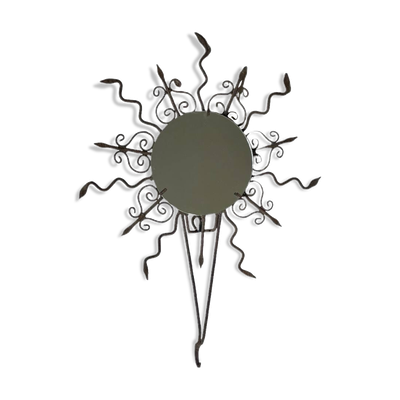 Miroir soleil lumineux en  fer forgé