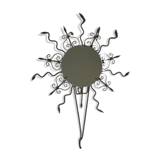 Luminous wrought iron sun mirror