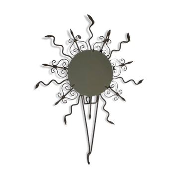 Miroir soleil lumineux en  fer forgé