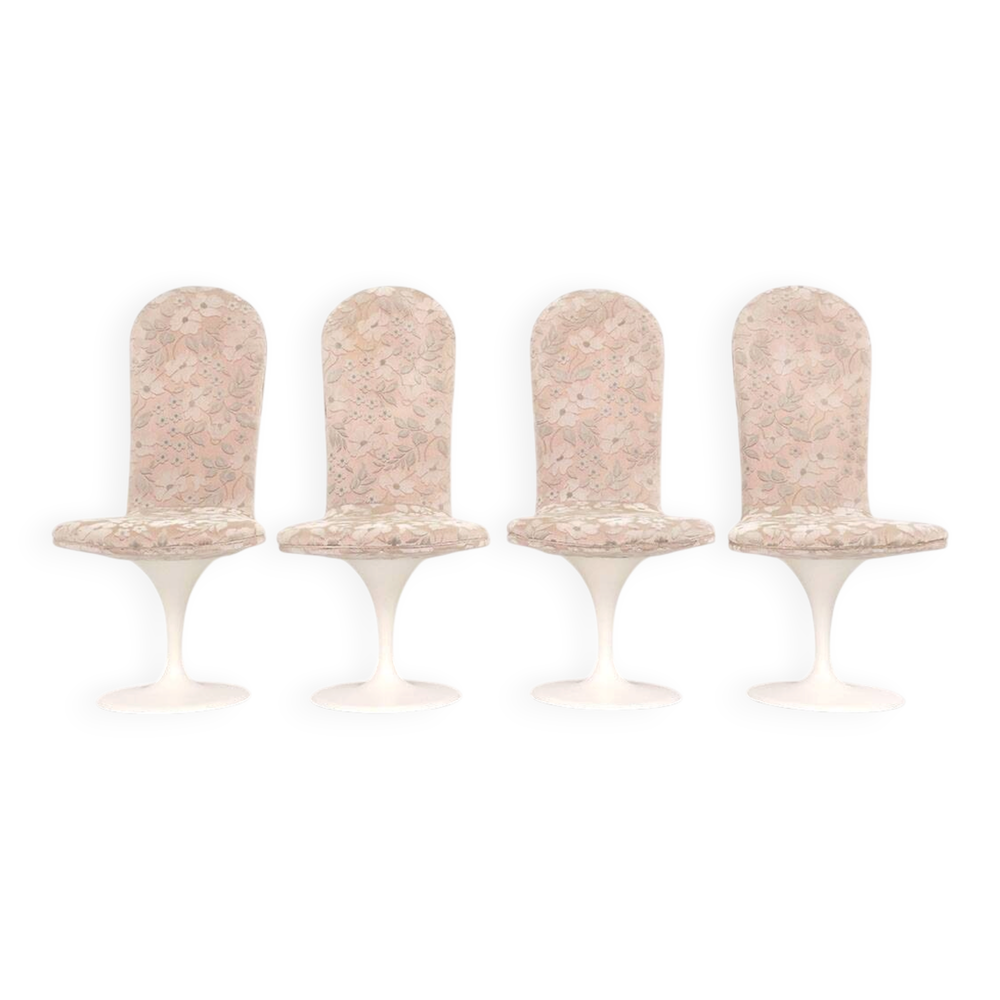 Set of 4 vintage velvet tulip swivel chairs, 1970s
