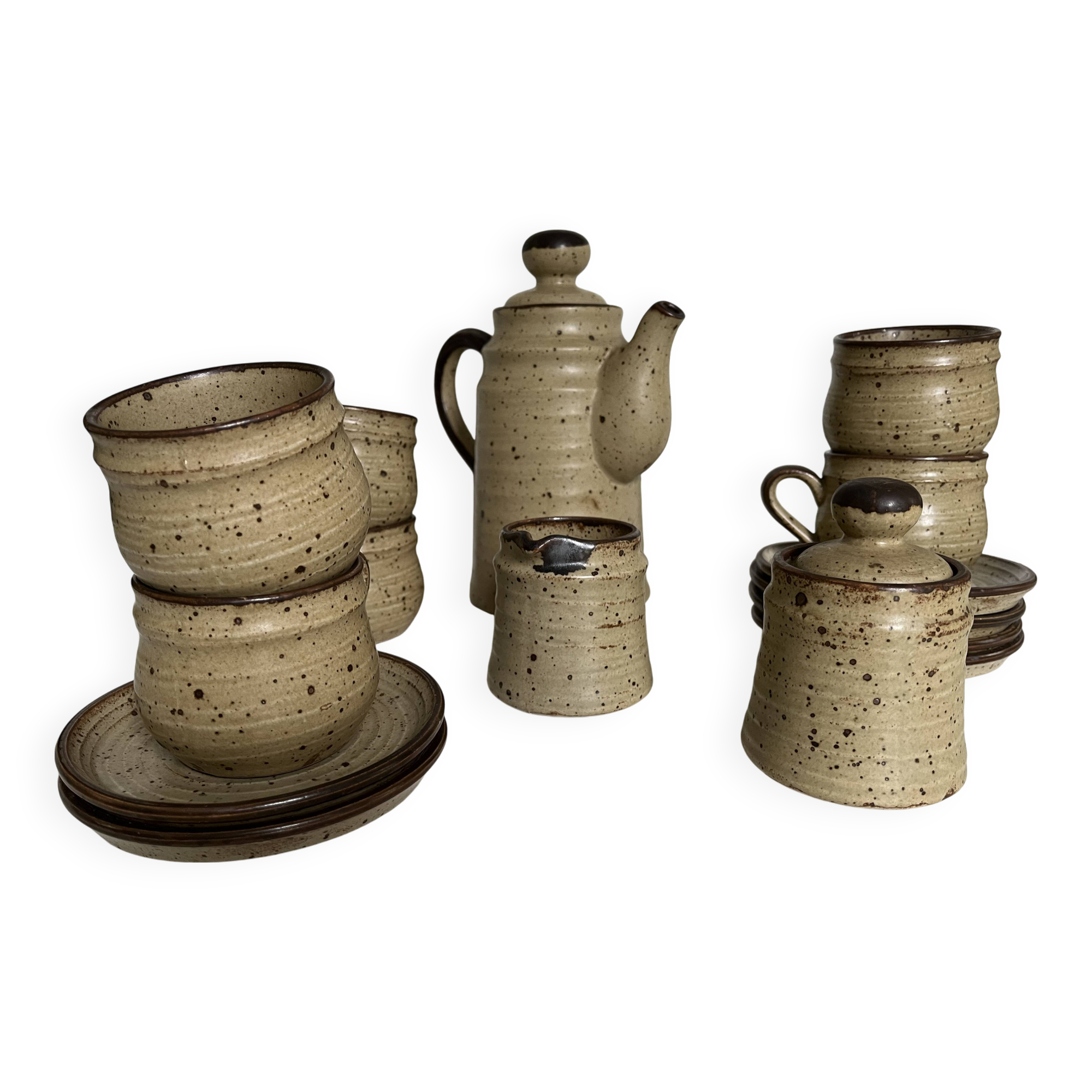 Pyrite rock stoneware coffee service