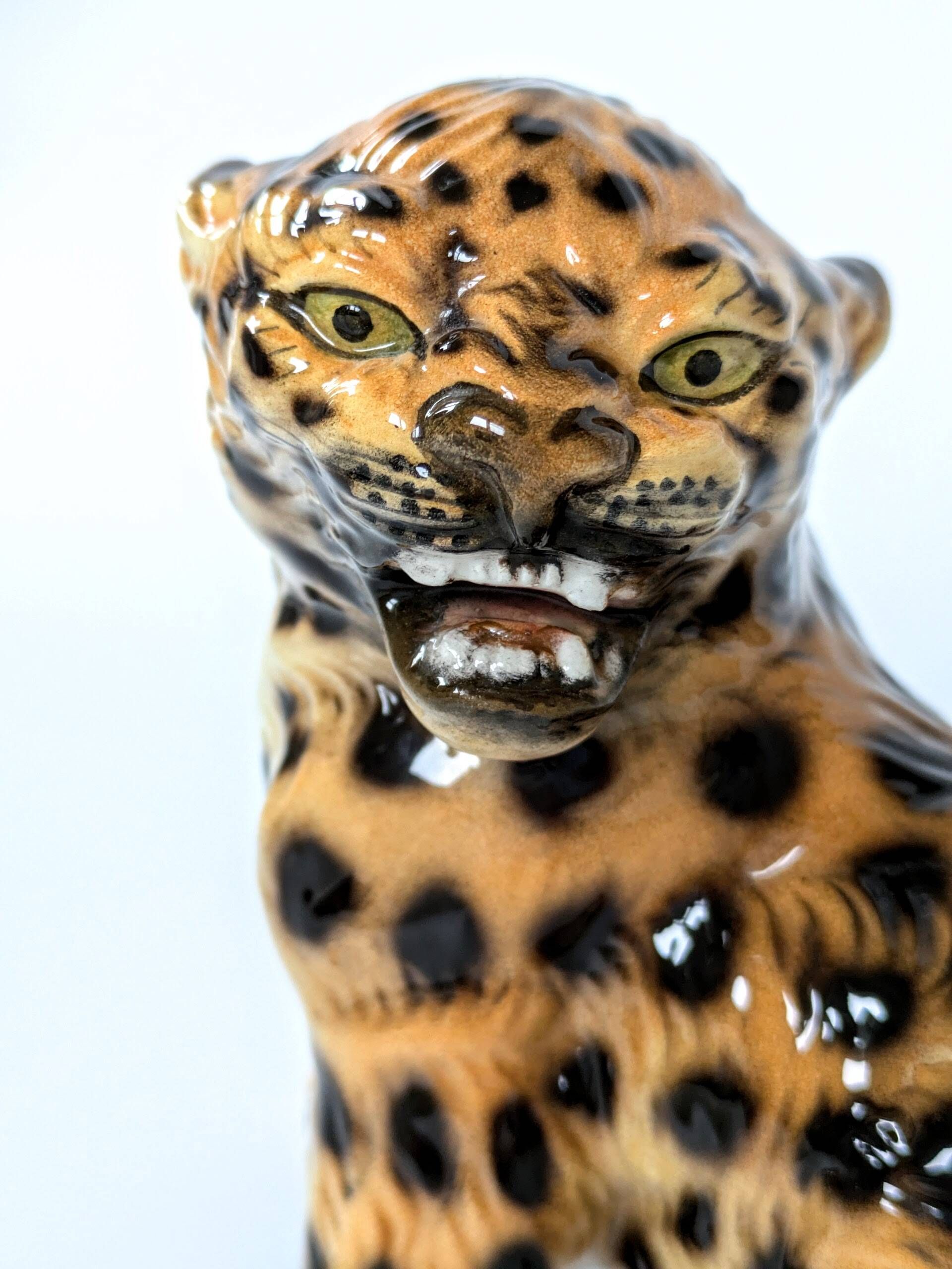 Porcelain Leopard Figurine | Ronzan Italy | 1960s