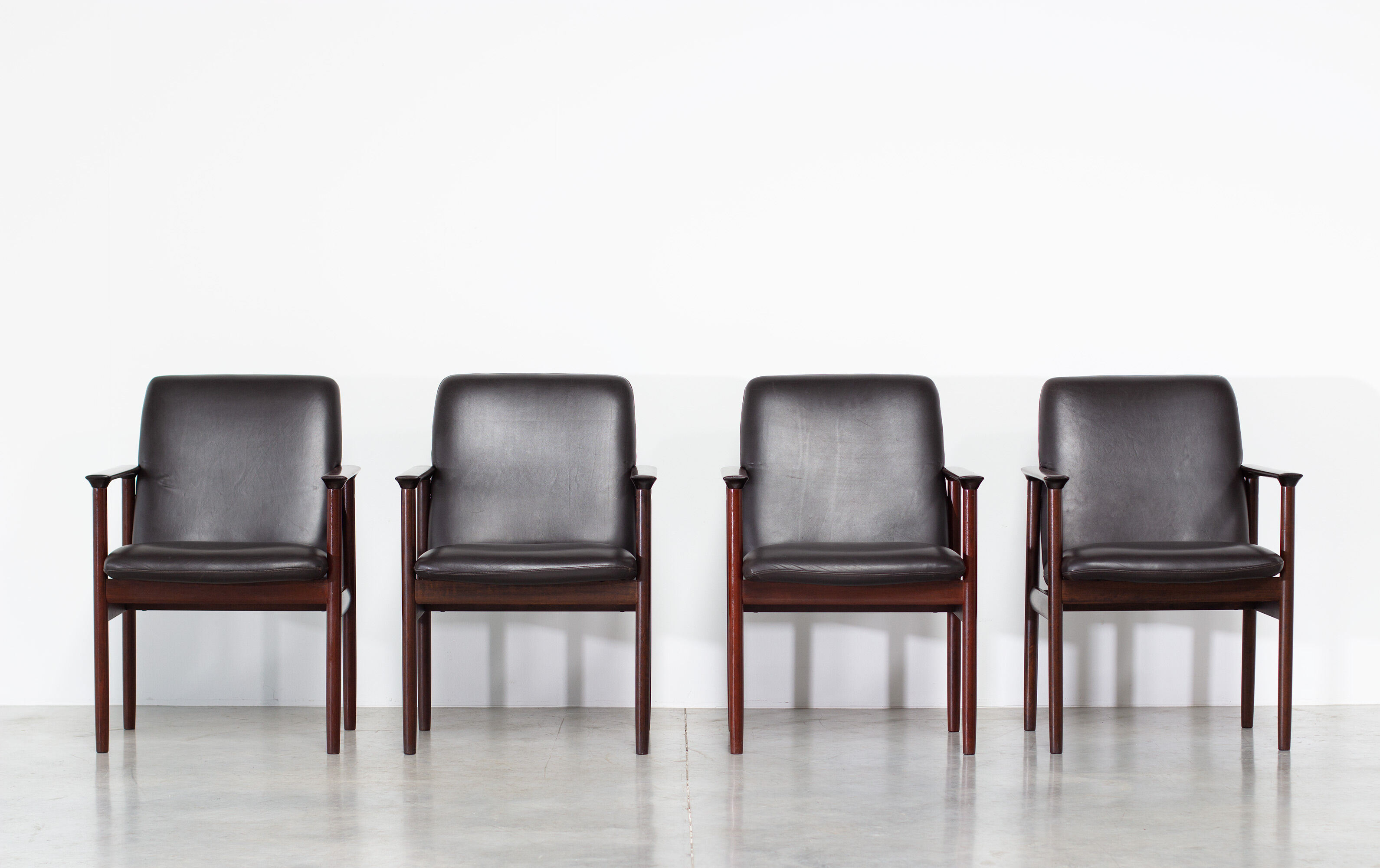 Set of 4 danish leather armchairs 1960