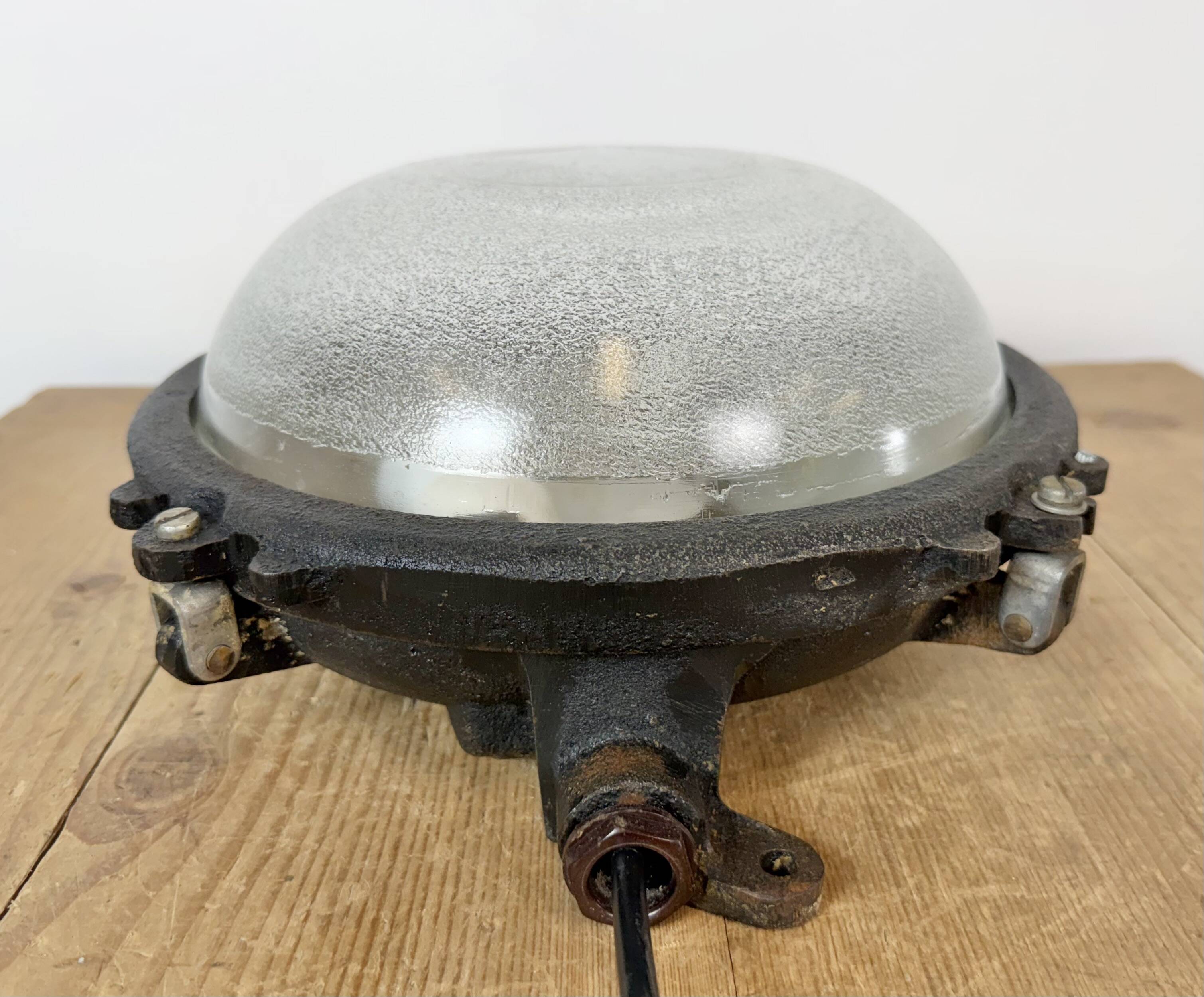 Black Industrial Cast Iron Wall or Ceiling Light from Elektrosvit, 1960s
