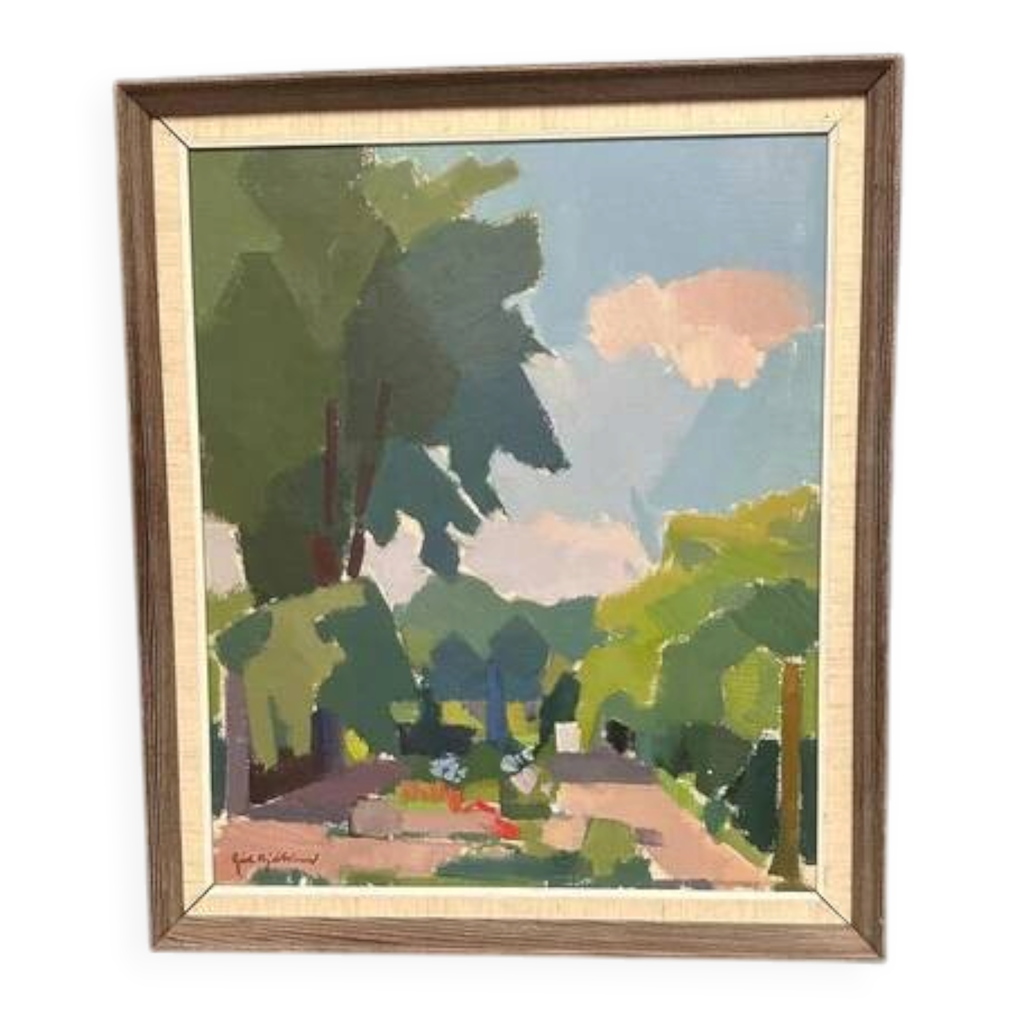 Original Swedish Oil on Canvas – “Garden” by Richard Björklund – Signed