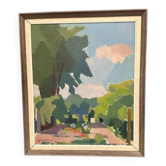 Huile sur toile originale – “Jardin” par Richard Björklund – Signé