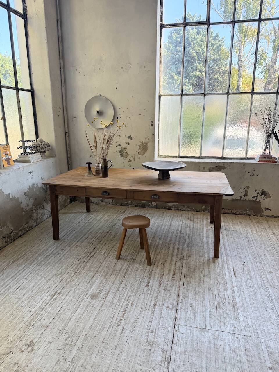 Table de ferme XL 220 cm pin 1950