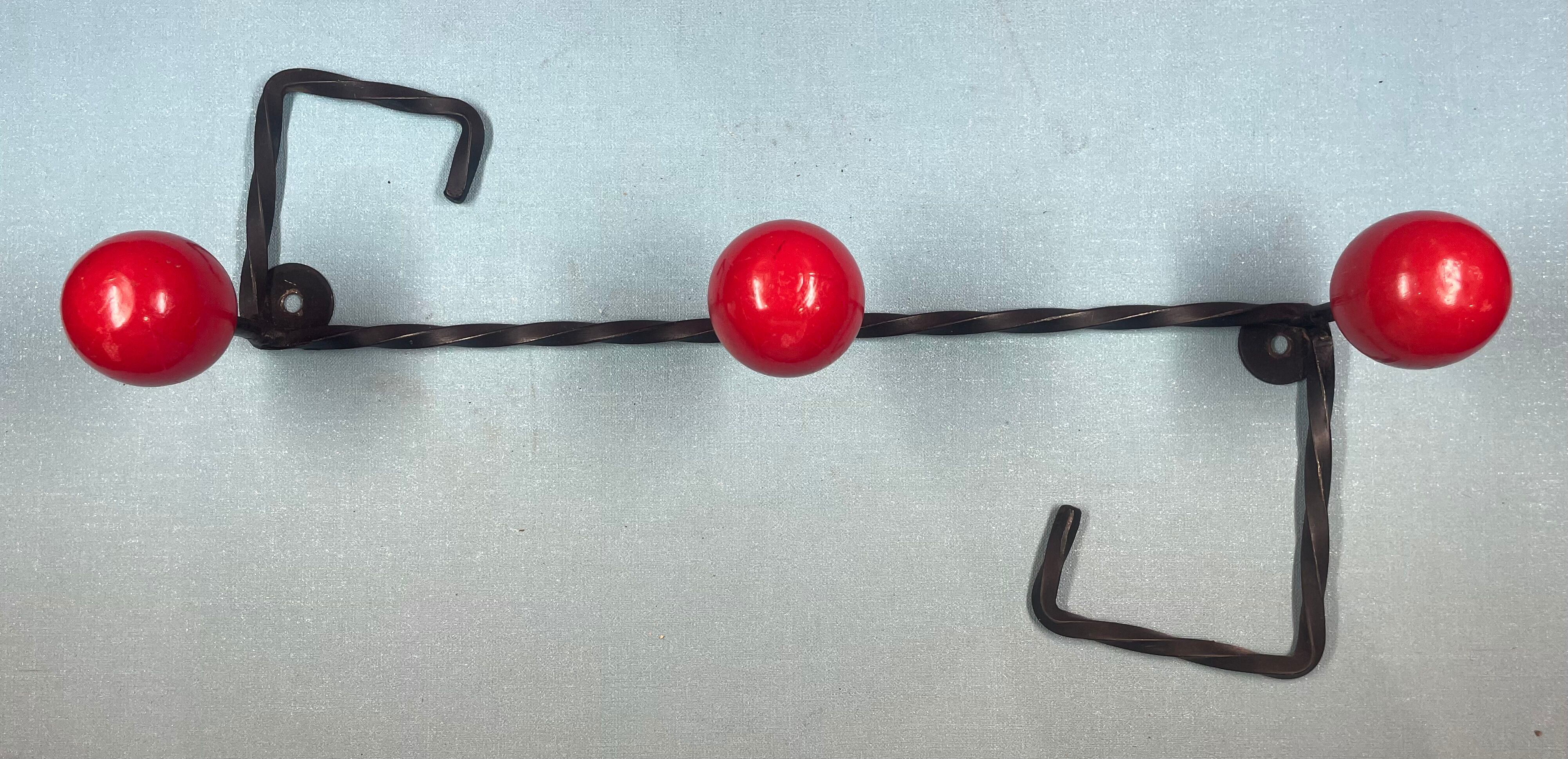 Coat rack hook wrought iron and wood