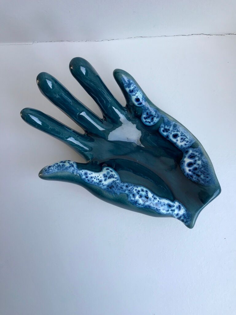 Empty pocket ceramic ring fat lava signed vallauris 70s