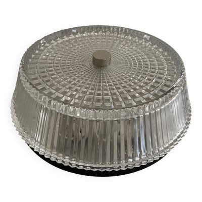 Plafonnier affleurant en cristal de verre du milieu du siècle, années 1960, Allemagne