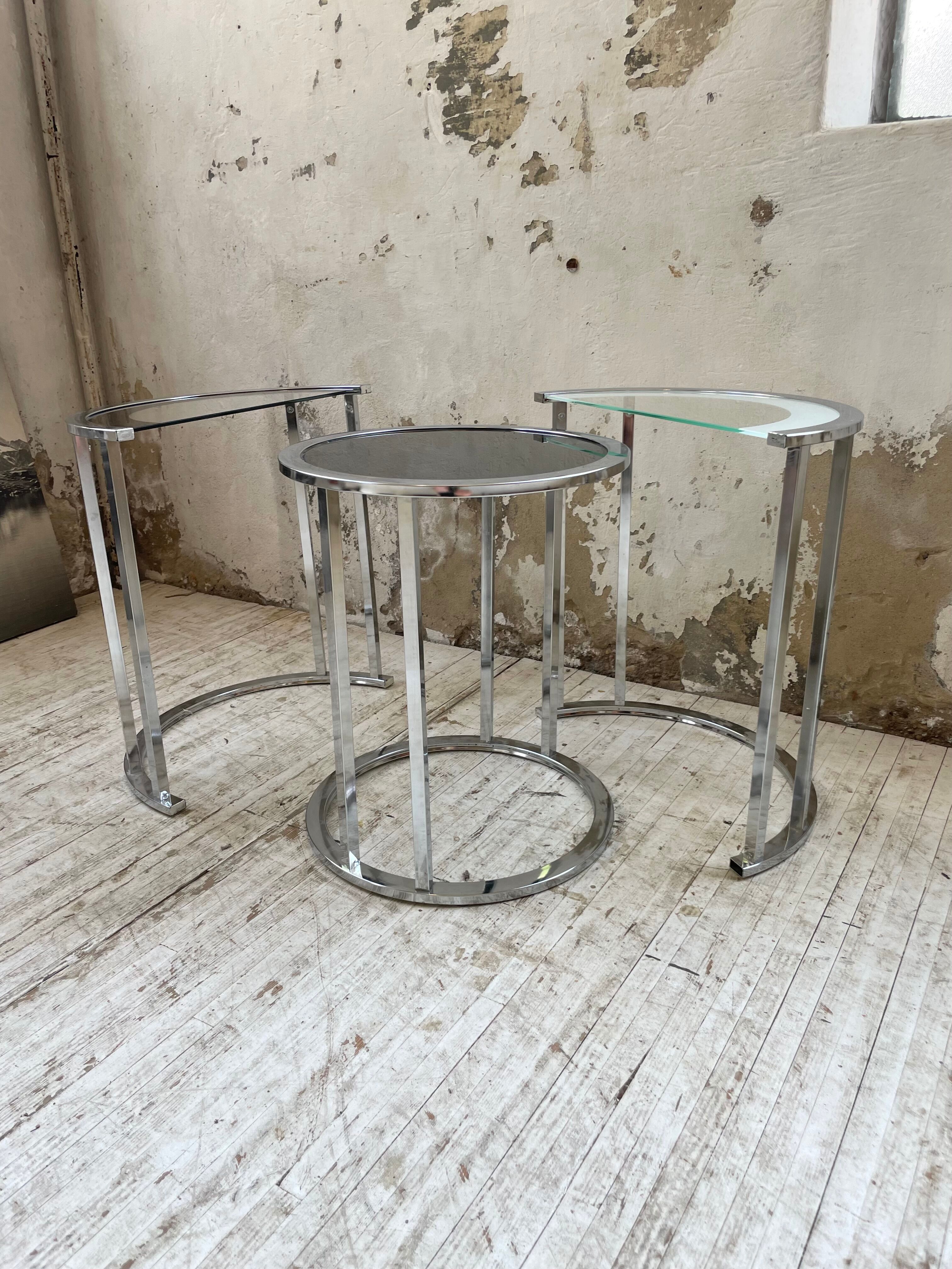 Trio of 70s chrome consoles