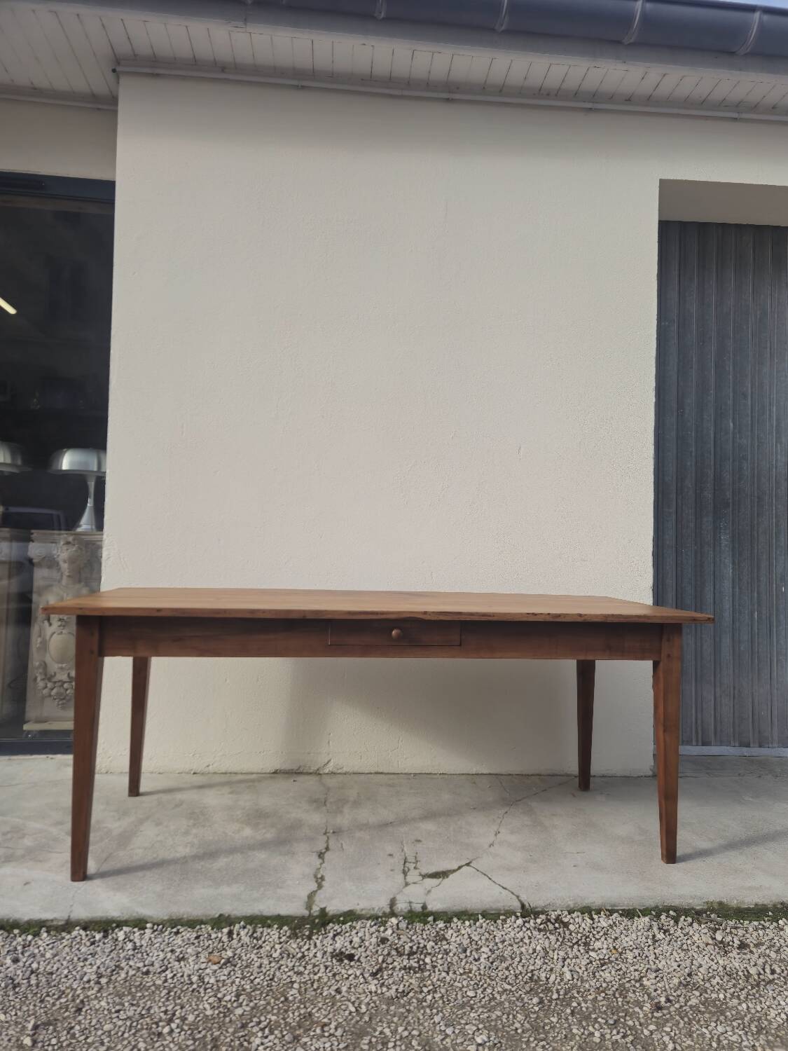 Rustic farmhouse table in solid cherry wood 19th century - 1m91.5