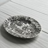 English earthenware dish, countryside scene illustration