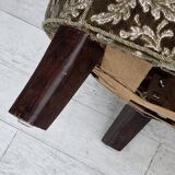 Canapé danois courbé 2 places des années 1960, velours d'ameublement vert, bois de hêtre.