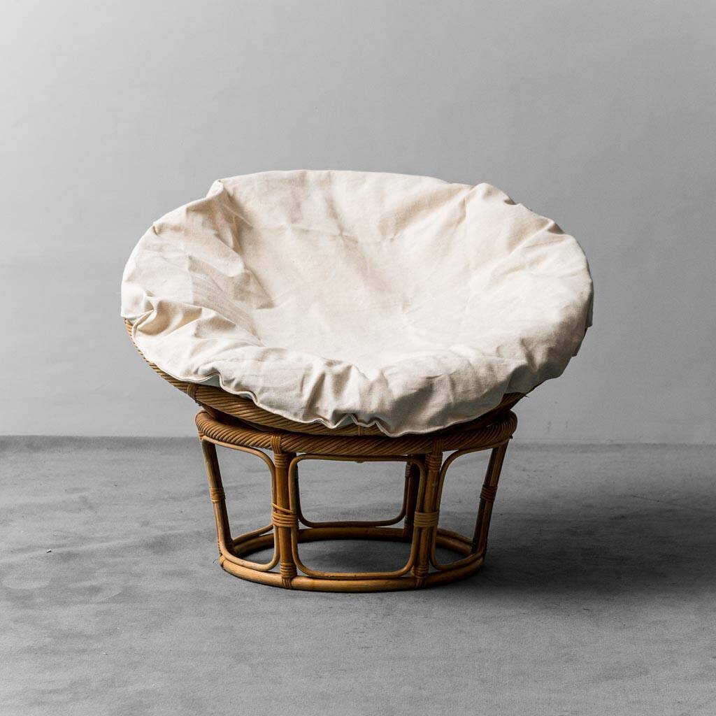 Poltrona vintage modello papasan in bambù anni ’70 modernariato