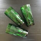 Set 3 glasses green bottle
