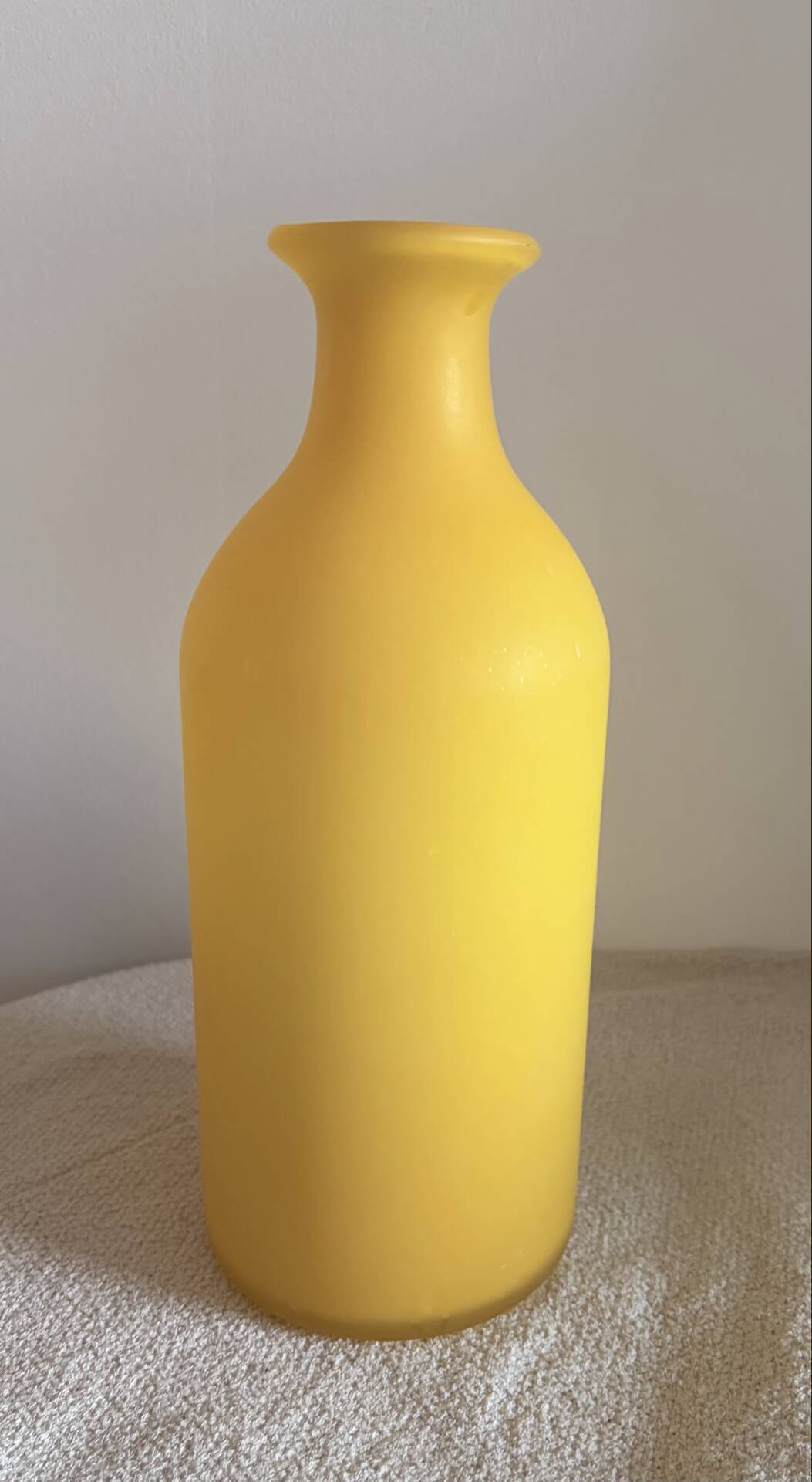Vintage Hand-Blown Yellow Frosted Satin Glass Apothecary Vase - 1970s