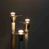 French tripod floor lamp with trumpet shades in chrome and enamel, 1960s