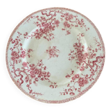 Old flat plate in Terre de Fer earthenware stamped Gien, Fleurette model.