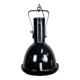 Industrial Black Enamel Factory Spotlight with Convex Glass Cover, 1960s